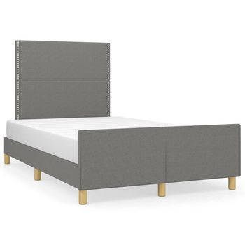 Estructura De Cama Con Cabecero De Tela Gris Oscuro 120x200 Cm