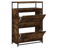 vidaxl zapatero de madera contrachapada roble ahumado 75x34x112 cm