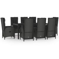 set comedor jardin 9 pzas y cojines ratan sintetico negro gris vidaxl