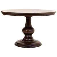 mesa de comedor redonda de madera de mango acabado color nogal 120x77
