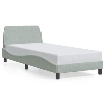 Cama Para Adulto | Cama Individual | Estructura De Cama Con Cabecero Terciopelo Gris Claro 80x200 Cm
