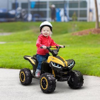 Quad Eléctrico Para Niños De 3-5 Años Con 2 Motores Amarillo Homcom