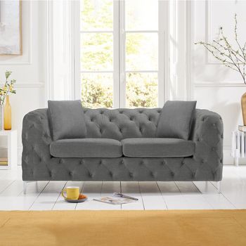 Amara Grey Linen 2 Seater Sofa