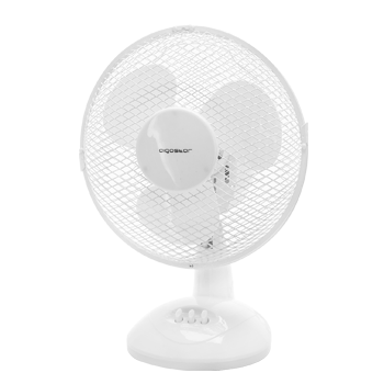 Aigostar Vicki 33JTM - Ventilador de mesa de 2 velocidades, diámetro 27 cm, 22 W, oscilación de 60 grados. Altura 31 cm, ligero 1,53 kg, color blanco. Diseño exclusivo.