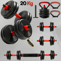 set de pesas ajustables con funcion de pesa rusa barra de union y agarre ergonomico 20kg