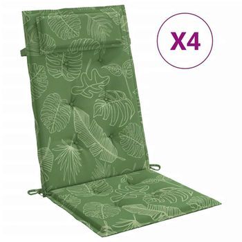 Cojines Silla Respaldo Alto 4 Uds Tela Oxford Estampado Hojas Vidaxl