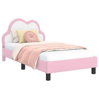Estructura De Cama Con Cabecera Rosa 80 X 160 Cm Pu