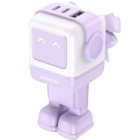 ugreen uno cargador rapido 65w gan de 2 puertos usb-c  1 puerto usb-a con pantalla led purpura
