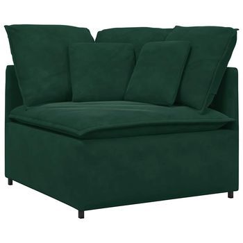 Módulo Esquinero De Sofá Modular Con Cojines, Verde Oscuro, 100 Cm Vidaxl