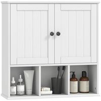 mueble de bano mural de mdf con 2 puertas y estantes abiertos homcom 60 x 195 x 60 cm r blanco