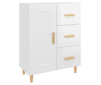 Vidaxl aparador de madera contrachapada blanco brillante 69,5x34x90 cm