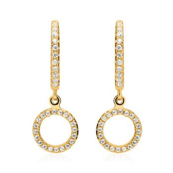 Pendientes de aro de plata 925 chapada en oro con circonita cúbica