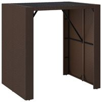 mesa bar  mesa de bistro con superficie cristal ratan pe marron 105x80x110 cm