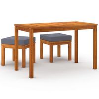 conjunto comedor jardin para jardin 3 uds  mueble jardin mesa y sillas con cojines madera acacia