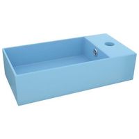 lavabo de bano moderno  lavabo con rebosadero ceramica azul claro