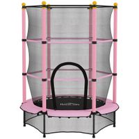 homcom trampolin para ninos de 3 anos o140 cm con red de seguridad y marco de acero para interior y exterior rosa y negro
