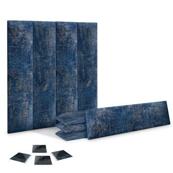 Dhome Juego De 8 Paneles Tapizados De Tela De Lujo Pack Autoadhesivos Para Pared Acústicos Absorbentes Protección (luxurious Blue, 60x20cm, X8)