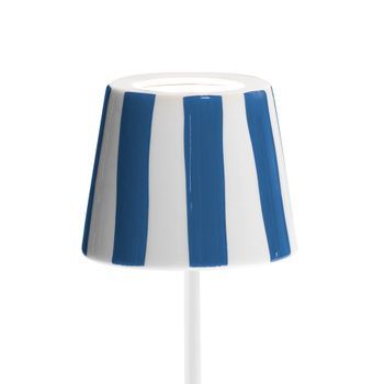 Lámpara De Mesa Led Poldina Lido De Rayas Azules Recargable Y Regulable Con Batería De Hasta 12 Horas. Para Uso Exterior Ip65