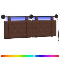 cabecero colgante con luz led marron cuero sintetico vidaxl
