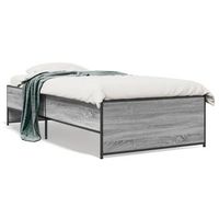 cama individual  cama para adultos  estructura cama madera ingenieria metal gris sonoma 90x190 cm