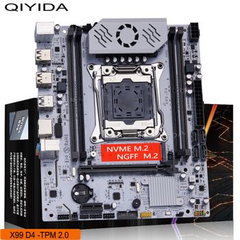 Placa base QIYIDA X99 D4 TPM2.0 LGA 2011 3 con ranura M.2 compatible con chip X99 C612, memoria DDR4, SATA3.0, USB3.0, PCI16X