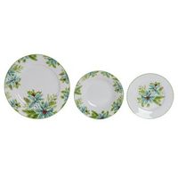 vajilla set 18 porcelana 27x27x2 hojas verde