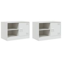 2 uds muebles tv  mueble de salon  armario tv acero blanco 67x39x44 cm