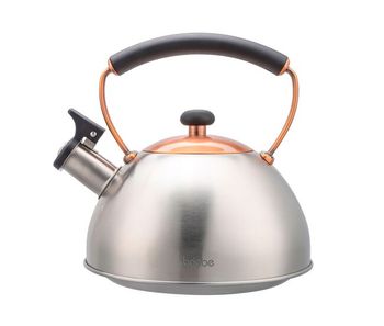 Briebe i-bronze tetera con silbato, hervidor de agua 2,3l, inducción, acero inox, vintage, mango cool touch, , acero inoxidable