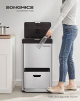 papelera de cocina con 3 compartimentos de color plata