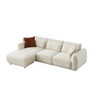 yhl voyura 10-beigewhite sofa multipersona de terciopelo teddy espuma almohadas  beige blanco