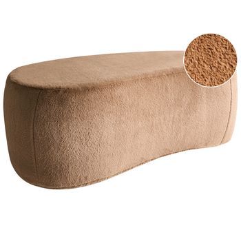 Puf Moderno Reposapiés Tapizado De Piel Sintética Decorativo Estampado Liso Marrón Bayard