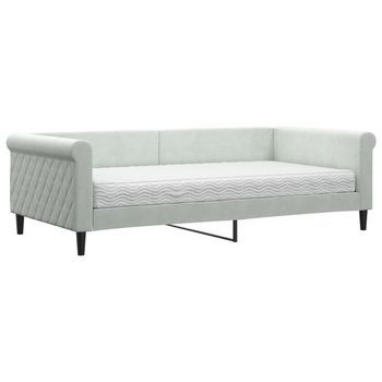 Sofá Cama Con Colchón Terciopelo Gris Claro 100x200 Cm Vidaxl