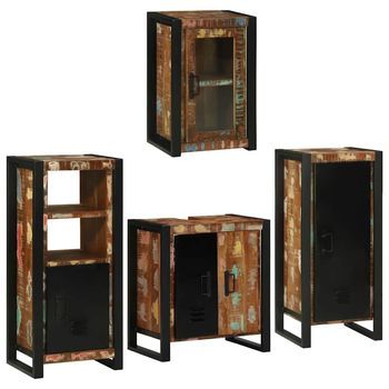 Juego De Muebles De Baño 4 Pcs Madera Reciclada Maciza Vidaxl