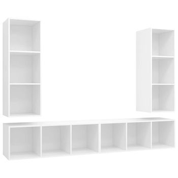 Muebles De Salón De Pared 4 Uds | Mueble Tv Madera De Ingeniería Blanco Cfw11842