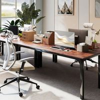 escritorio de ordenador industrial de 200 x 60 x 75 cm marron rustico estructura negra