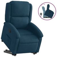 sillon reclinable elevable de terciopelo azul