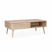 mesa de centro estilo escandinavo de cana natural
