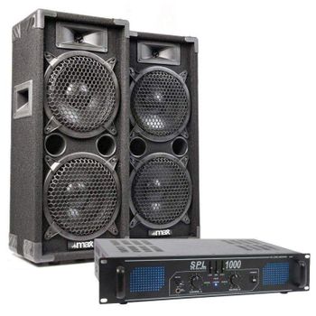 Sistema sonido Max MAX28 800W + Amplificador SkyTec SPL1000 1000W Cable 10m