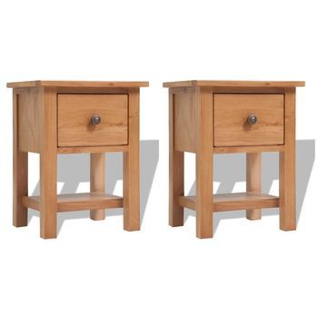Pack De 2 Mesitas De Noche - Mueble De Dormitorio - Madera De Roble (36x30x47cm)