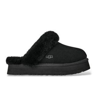 UGG para mujer. 1122550 Zapatillas de piel Disquette negro (38), 1 a 3cm, Ante, Ninguno, Casual