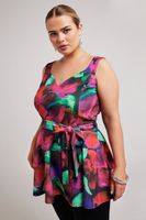 yours london top sin mangas peplum estampado de colores mujer curvy y tallas grandes yours london
