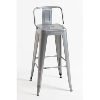 Pack 4 Taburetes Torix Respaldo 100 Cm De Acero Reforzado 100*30*30 Cm - Gris Metalizado