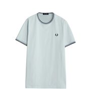 fred perry para hombre m1588 camiseta twin tipped azul s casual algodon manga corta