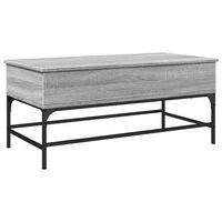 mesa de centro con compartimento de almacenamiento 100 x 50 x 45 cm madera de ingenieria gris y metal dec039954