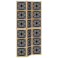 biombo separador 3 paneles madera maciza paulownia marron negro vidaxl