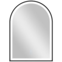 homcom espejo de bano iluminado 50 x 70 cm espejo led arqueado anti-vaho 3 colores de luz regulable con memoria negro   aosom espana
