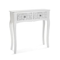 consola recibidor con 2 cajones en madera aglomerada blanco