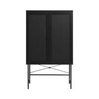buffet alto 2 puertas de madera y metal h135cm - negro
