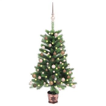 Árbol De Navidad Artificial Con Luces Y Bolas Verde 90 Cm Vidaxl
