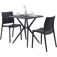 conjunto de muebles de jardin amino con 2 sillas plastico negro 72x156x81 cm clp